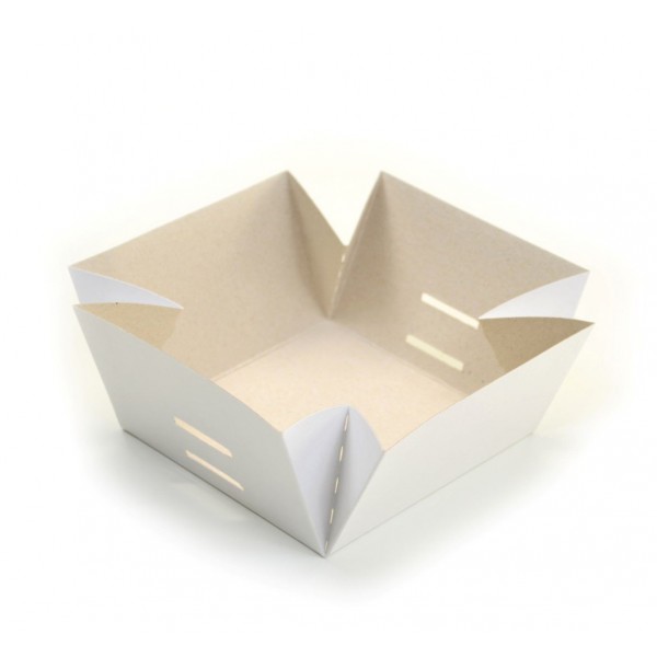 Ref 096 Branca - Caixa c/ tampa papel e passa-fita - 10x10x6 cm