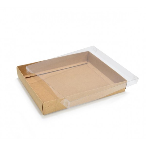 Ref 036 Kraft - Caixa c/ tampa transparente - 20x16x3 cm