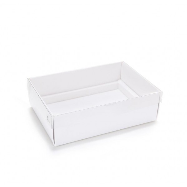 Ref 019 Branca - Caixa p/ 6 Brigadeiro Gourmet Pelotines - c/ tampa transparente BAIXA - 13x9x4 cm