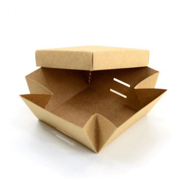 Ref 096 Kraft - Caixa c/ tampa papel e passa-fita - 10x10x6 cm