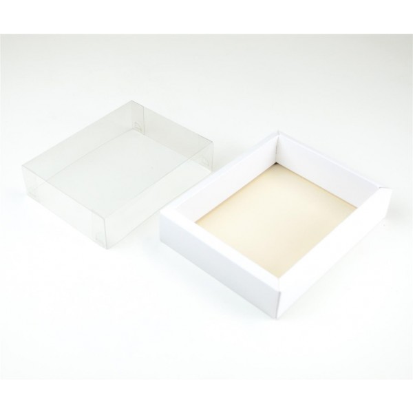 Ref 141 Branca ALTA - Caixa c/ tampa Transparente - 17x13x4 cm