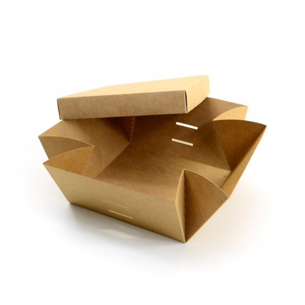 Ref 098 Kraft - Caixa c/ tampa papel e passa-fita - 17x17x10 cm