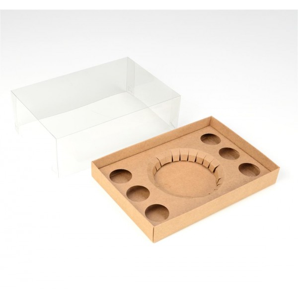 Ref 145 Caixa Kraft Bentô Cake + 6 Brigadeiros - 22x15x8 cm