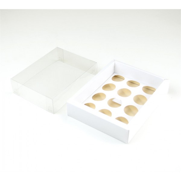 Ref 141 Branca ALTA - Caixa p/ 12 Brigadeiro Gourmet Nº4 - 17x13x5,5 cm