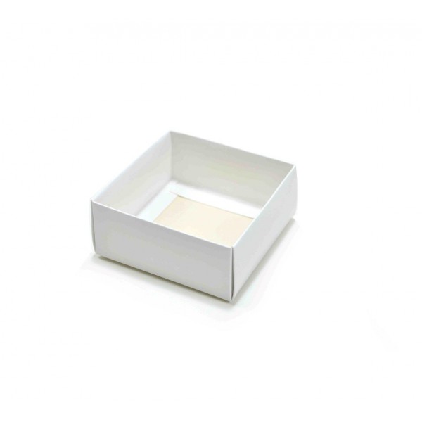 Ref 133 Branca - Caixa p/ 4 Brigadeiro Gourmet Nº4 c/ visor na tampa - 9x9x4 cm