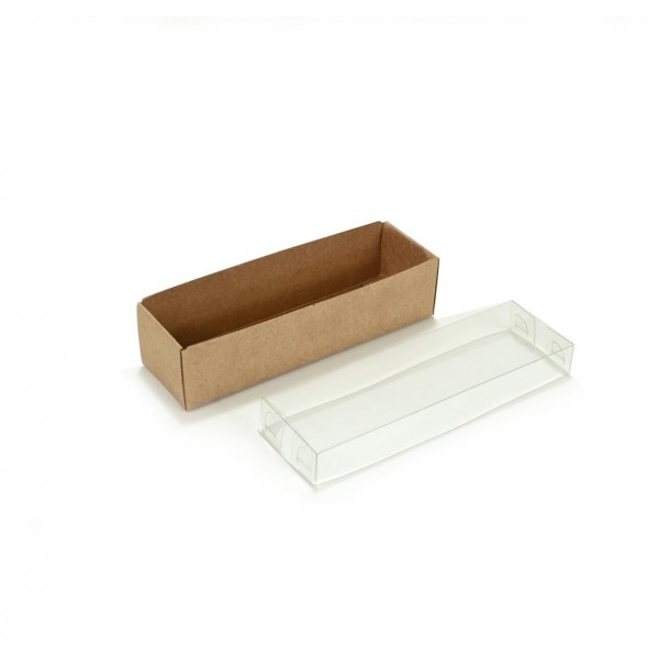 Ref 024 Kraft - Caixa c/ tampa transparente - 12x3,5x3 cm
