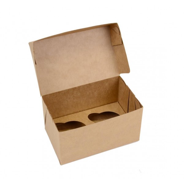 Ref 020 Kraft - Caixa 2 Cupcakes - 16x10x9 cm