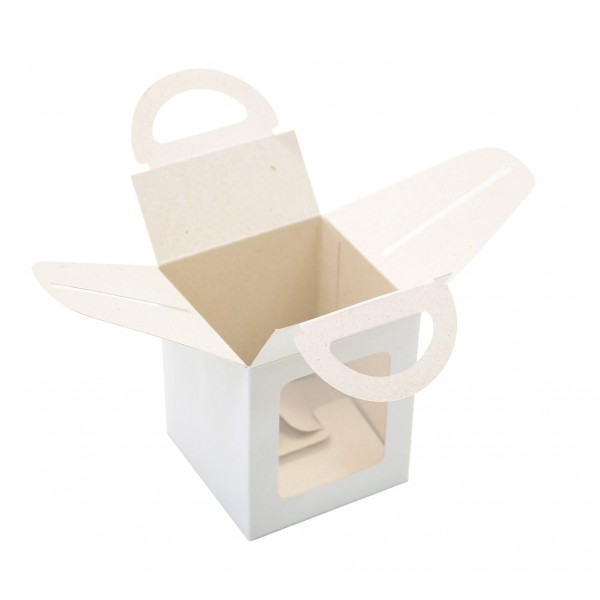 Ref 063 Branca - Maleta Cupcake c/ visor - 7,5x7,5x9 cm
