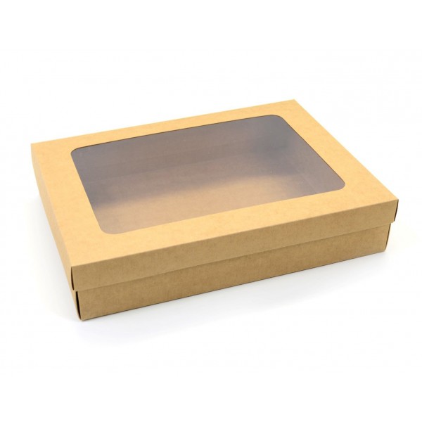 Ref 089 Kraft - Caixa c/ visor na tampa - 40x29x8 cm