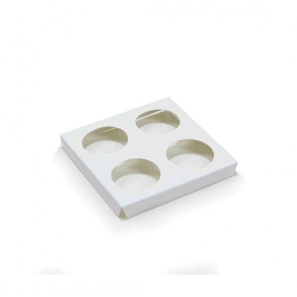 Ref 133 Branca - Caixa p/ 4 Brigadeiro Gourmet Nº4 c/ tampa papel - 9x9x4 cm