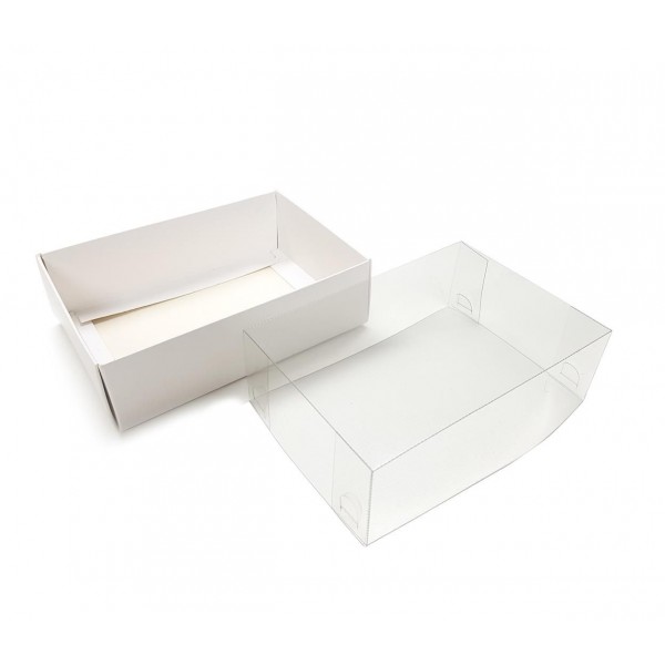 Ref 019 Branca - Caixa c/ tampa Transparente ALTA - 13x9x4,2 cm