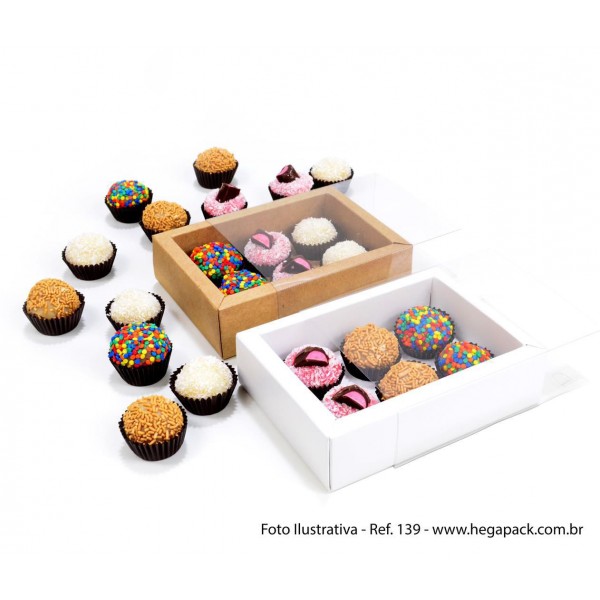 Ref 139 Kraft - Caixa Gaveta p/ 6 Brigadeiro Gourmet Nº4 - 13x9x4 cm