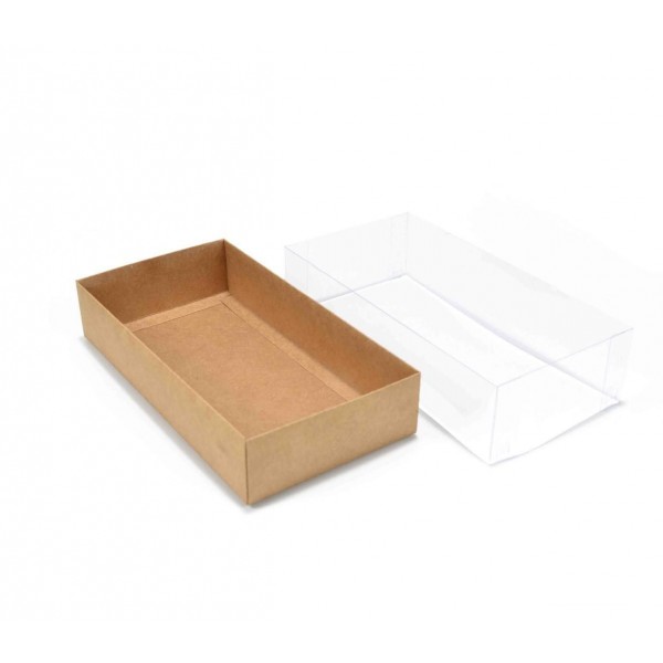 Ref 005 Kraft - Caixa c/ tampa Transparente ALTA - 25x13x6 cm