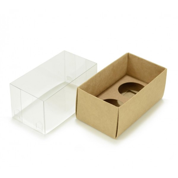 Ref 134 Kraft - Caixa p/ 2 Brigadeiro Gourmet Nº4 c/ tampa ALTA - 9x5x5,2 cm