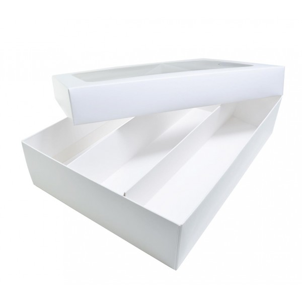 Ref 038 Branca - Caixa c/ tampa VISOR para Garrafas - 35x25x8 cm