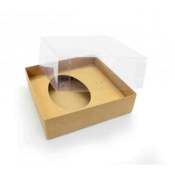 Ref 004 Kraft - Caixa Ovo 250/350 gr. c/ tampa ALTA - 17,5x17,5x8 cm