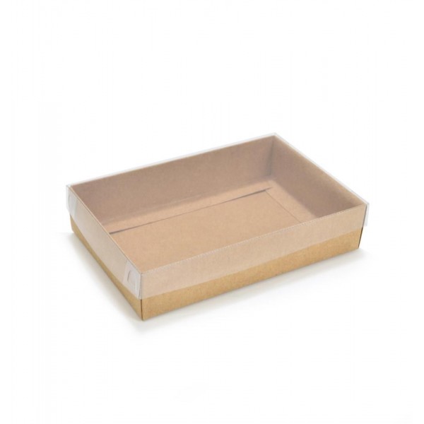 Ref 022 Kraft - Caixa c/ tampa transparente - 14x9x3 cm