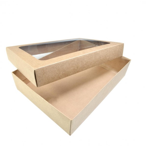 Ref 038 Kraft - Caixa c/ tampa Visor - 35x25x8 cm