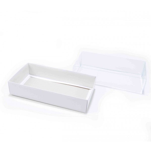 Ref 005 Branca - Caixa c/ tampa Transparente ALTA - 25x13x6 cm
