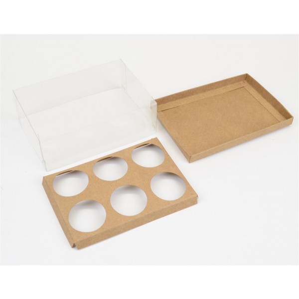 Ref 073 Kraft - Caixa 6 mini cupcakes - 15,6x10,8x5cm