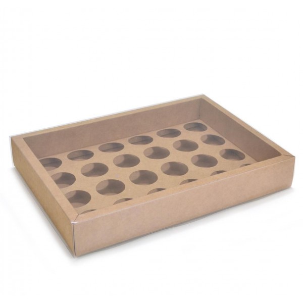 Ref 142 Kraft - Caixa Gaveta p/ 24 Brigadeiro Gourmet Nº4 - 25x17x4 cm