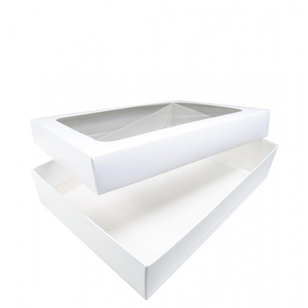 Ref 038 Branca - Caixa c/ tampa visor - 35x25x8 cm