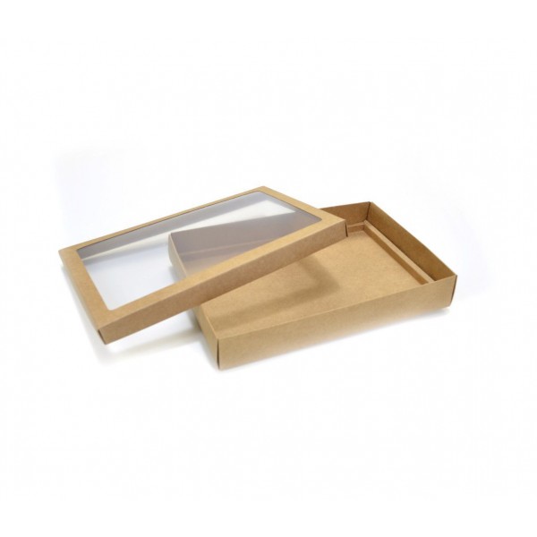 Ref 049 Kraft - Caixa p/ 24 Brigadeiro Gourmet Pelotines - c/ visor na tampa - 25x17x4 cm