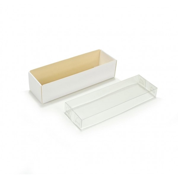 Ref 024 Branca - Caixa c/ tampa transparente - 12x3,5x3 cm