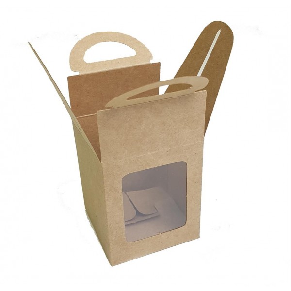 Ref 063 Kraft - Maleta Cupcake c/ visor - 7,5x7,5x9 cm