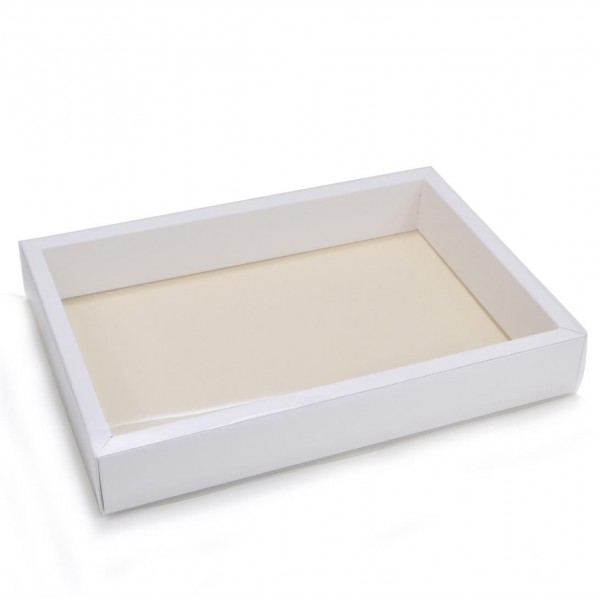 Ref 142 Branca - Caixa Gaveta c/ tampa Transparente - 25x17x4 cm