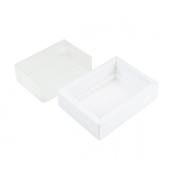 Ref 139 Branca ALTA - Caixa c/ tampa Transparente p/ 6 Brigadeiro Gourmet Pelotines - 13x9x5,5 cm