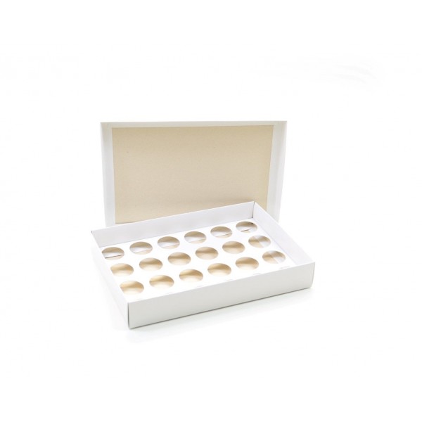 Ref 049 Branca - Caixa p/ 24 Brigadeiro Gourmet Nº4 - c/ tampa papel - 25x17x4 cm