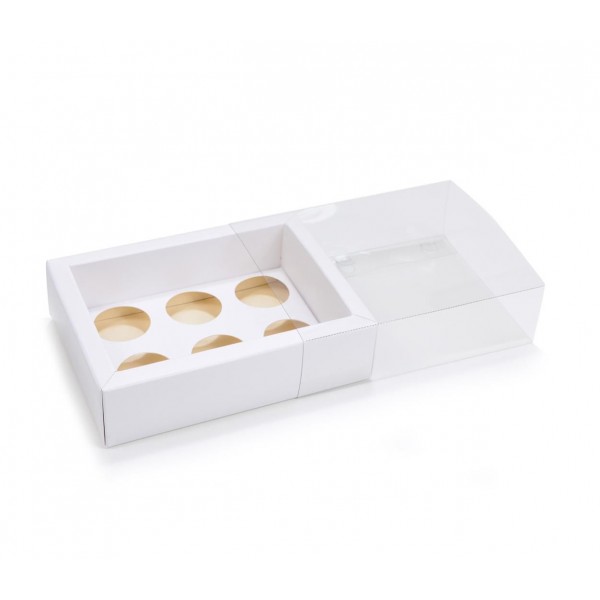 Ref 139 Branca - Caixa Gaveta p/ 6 Brigadeiro Gourmet Nº4 - 13x9x4 cm