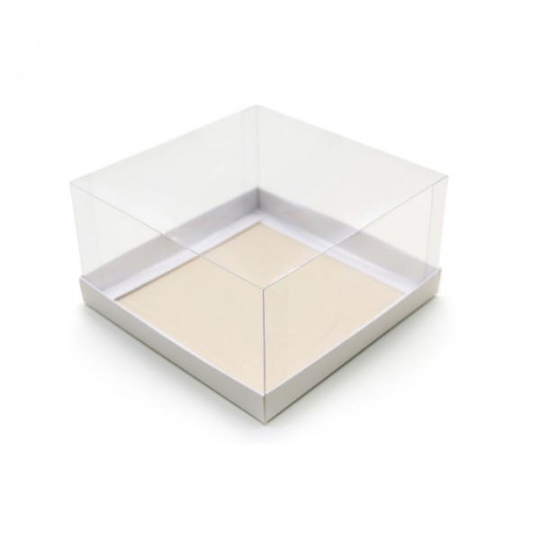 Ref 035 Branca - Caixa c/ tampa transparente - 15,5x15,5x8 cm