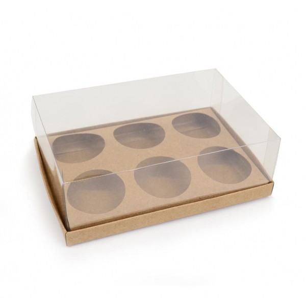 Ref 073 Kraft - Caixa 6 mini cupcakes - 15,6x10,8x5cm
