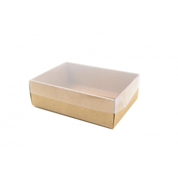 Ref 040 Kraft - Caixa c/ tampa transparente - 9,5x7x3 cm
