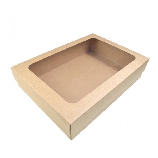 Ref 038 Kraft - Caixa c/ tampa Visor - 35x25x8 cm