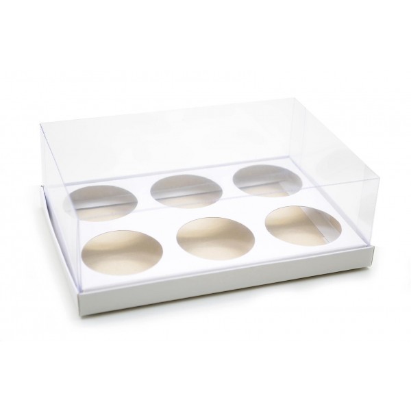 Ref 073 Branca - Caixa 6 mini cupcakes - 15,6x10,8x5cm