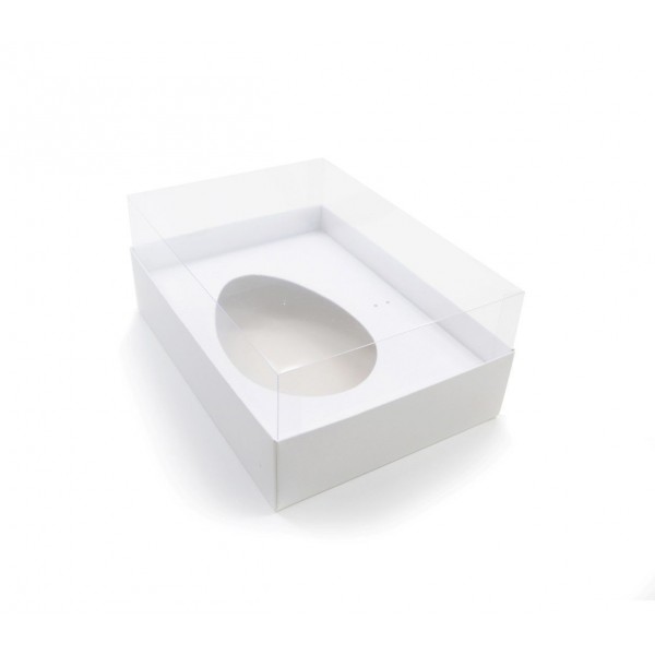 Ref 016 Branca - Caixa Ovo de Colher 500/750gr. c/ tampa ALTA - 25x18x11 cm