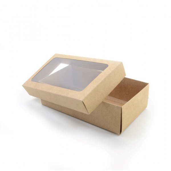 Ref 123 Kraft - Caixa c/ visor transparente - 22x12,5x6,5 cm