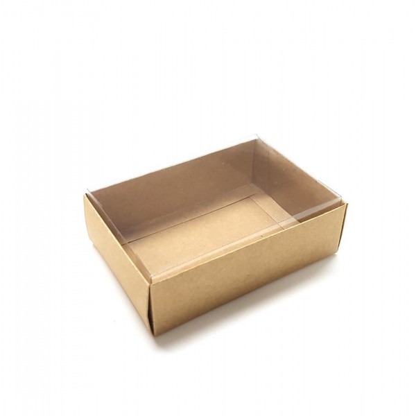 Ref 019 Kraft - Caixa c/ tampa Transparente ALTA - 13x9x4,2 cm