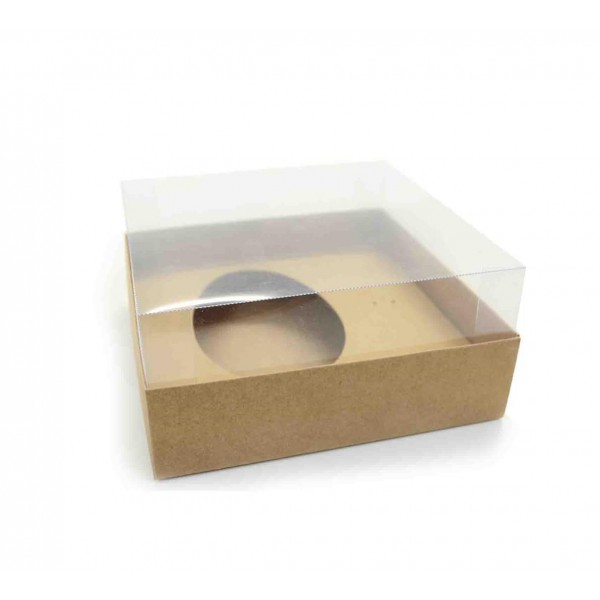 Ref 004 Kraft - Caixa Ovo 250/350 gr. c/ tampa ALTA - 17,5x17,5x8 cm