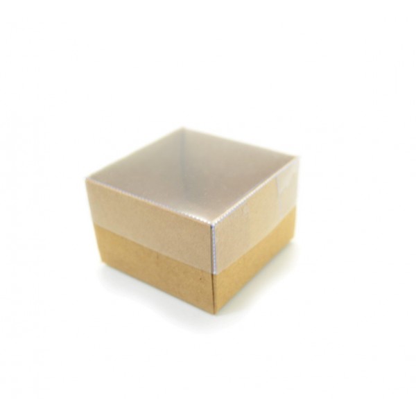 Ref 001 Kraft - Caixa c/ Tampa Transparente - 6x6x4 cm