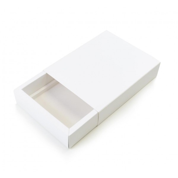 Ref 141 Branca - Caixa Gaveta p/ 12 Brig. Gourmet Pelotines - Tampa Papel - 17x13x4 cm