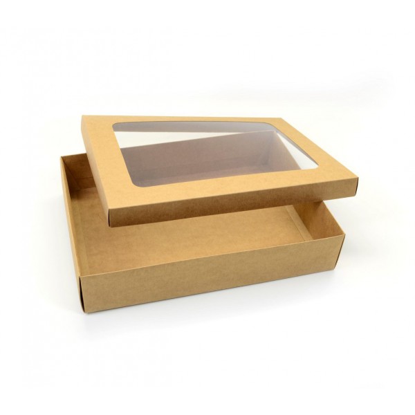 Ref 089 Kraft - Caixa c/ visor na tampa - 40x29x8 cm