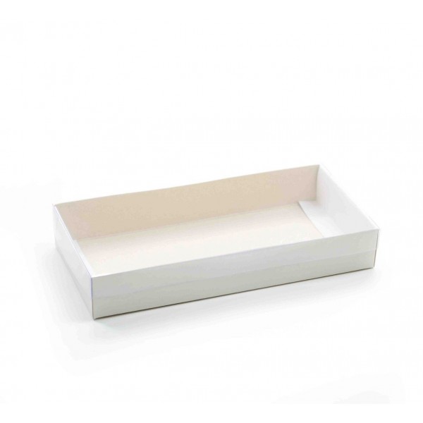 Ref 023 Branca - Caixa c/ tampa transparente - 19,5x9,5x3 cm