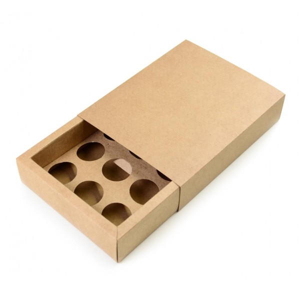 Ref 141 Kraft - Caixa Gaveta p/ 12 Brig. Gourmet Nº4 - Tampa Papel - 17x13x4 cm