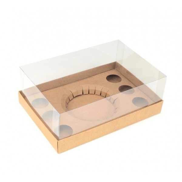 Ref 145 Caixa Kraft Bentô Cake + 6 Brigadeiros - 22x15x8 cm