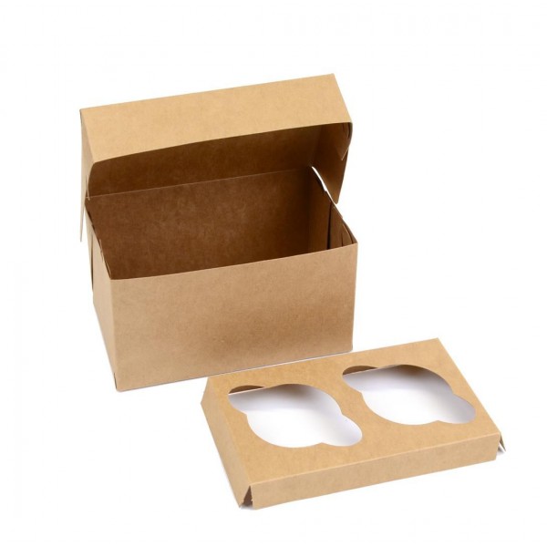 Ref 020 Kraft - Caixa 2 Cupcakes - 16x10x9 cm