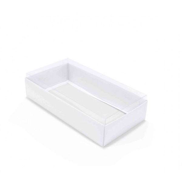 Ref 005 Branca - Caixa c/ tampa Transparente ALTA - 25x13x6 cm